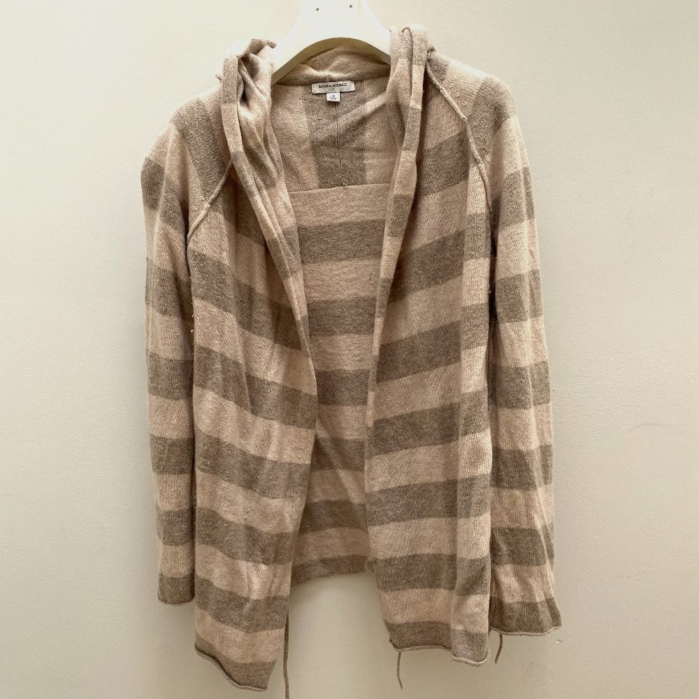 Banana Republic Cream Wool Striped Duster Cardigan Sweater, M